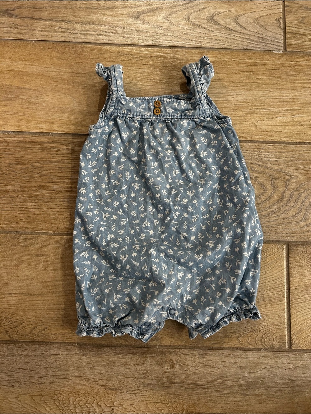 Carter’s Blue Floral Baby Romper with Button Detail